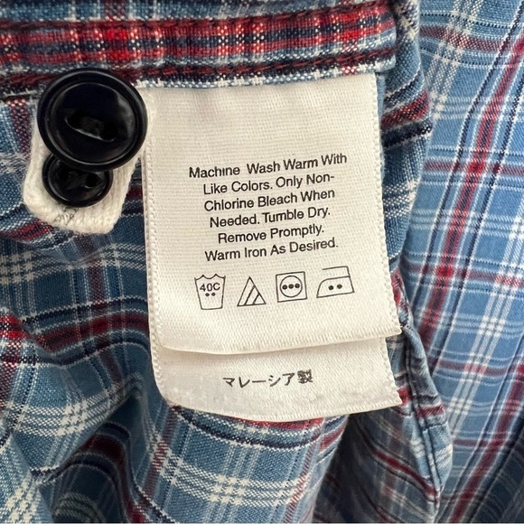 Eddie Bauer Shirt Men's Plaid Button Down Front Pocket XLT XL Tall Blue Twill - Picture 8 of 8